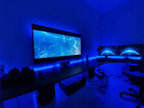 Blue lightning gaming room