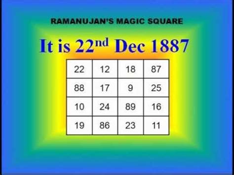 Magic Square of RAMANUJAN - YouTube