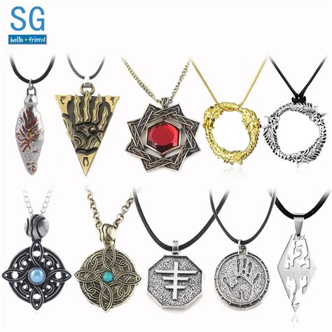 SG 20Pcs Elder Scrolls Skyrim Amulet Morrowind Pendants Necklaces Dark ...