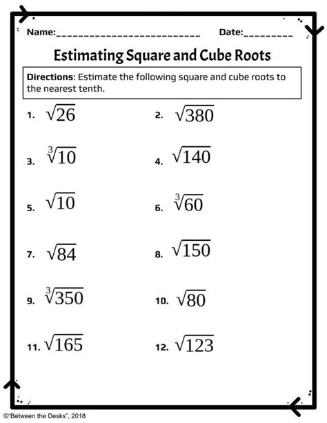 Square Roots And Cube Roots Worksheets