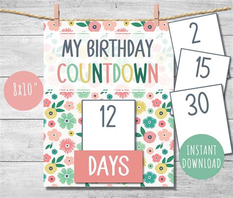 Birthday Countdown Calendar Printable DIY Kids Countdown - Etsy