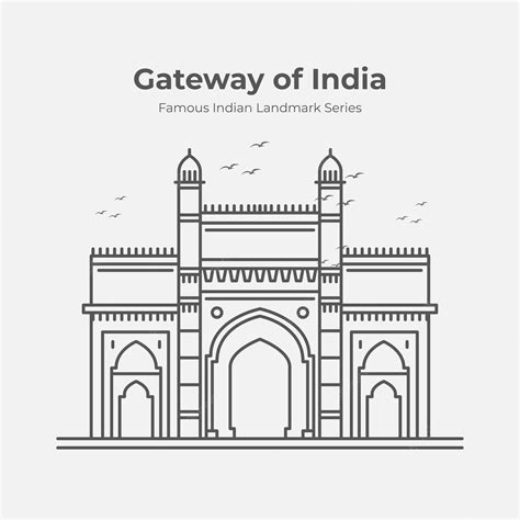 Premium Vector | Gateway of india famous landmark outline illustration