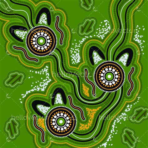 Green aboriginal art background - Download Graphics & Vectors