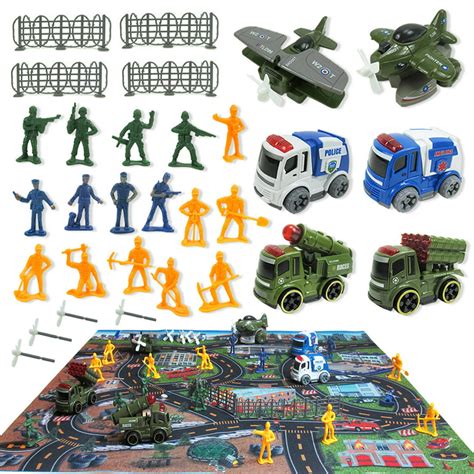 Tiny Troopers Army Men Big Battle Drum Playset W/ Play Mat(31pcs) - Deluxe Plastic Toy Military ...