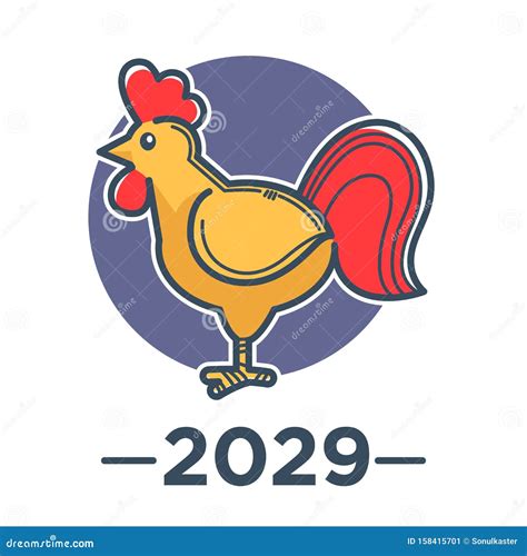 Rooster or Zodiac Sign, Chinese Horoscope, 2029 New Year Stock Vector - Illustration of breed ...