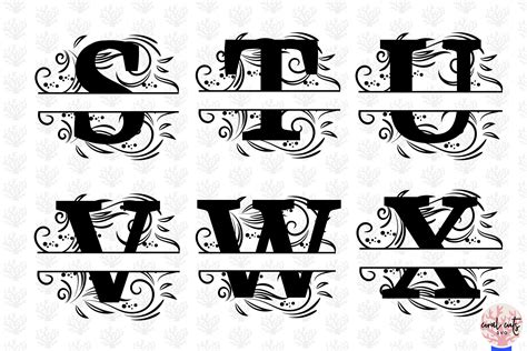 Floral Split Alphabet Monogram - Svg EPS DXF PNG File By CoralCuts ...