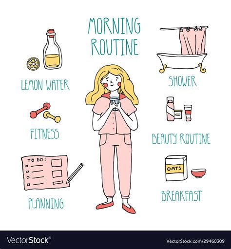 Morning routine concept daily life Royalty Free Vector Image