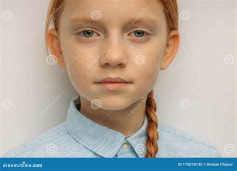 Portrait of Serious Child Girl with Long Red Hair Stock Image - Image of beauty, closeup: 175078135