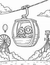 Cable car At An Amusement Park coloring Page 1 sketch template
