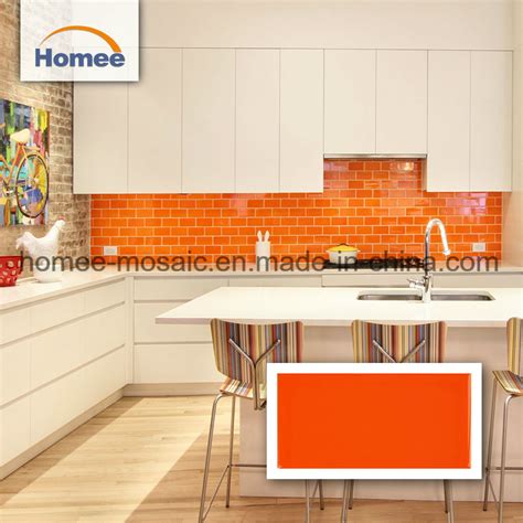 Orange Backsplash / Wall Bathroom And Backsplash Mosaic Tile 1m Drio Orange Carrelage Inox Fr ...