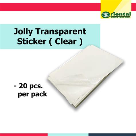 Jolly Transparent Vinyl Sticker Paper - Clear / 20 sheets per Pack Sticker Paper / A4 size ...