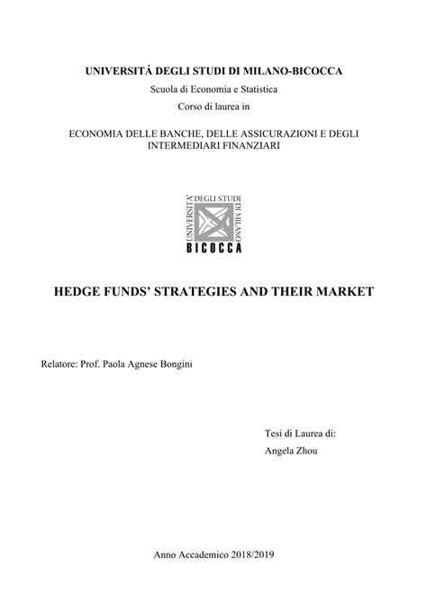 (PDF) HEDGE FUNDS' STRATEGIES AND THEIR MARKET