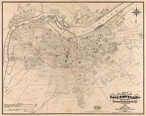 Map of Louisville, Jefferson County, Kentucky 1873. Vintage Restoration ...