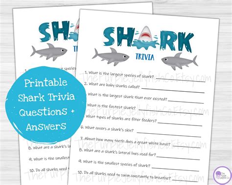 Shark Trivia Questions and Answers Printable Trivia for Kids - Etsy in ...