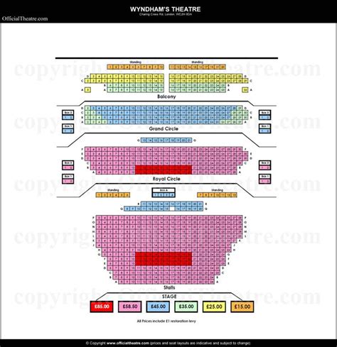 Wyndhams Theatre Seating plan and price guide | Wyndham's Theatre | Pinterest