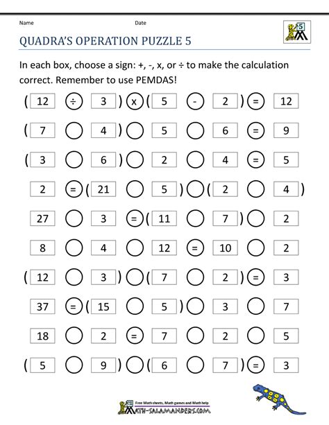 Printable Math Puzzles 5th Grade