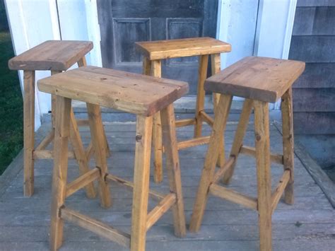 Rustic Bar Stools Set of 4 Reclaimed Wood