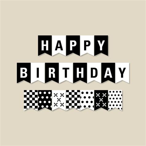 Happy Birthday Banner Clip Art Black And White