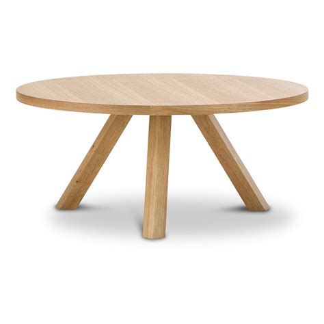 Roi Wooden Round Coffee Table, 80cm, Light Oak