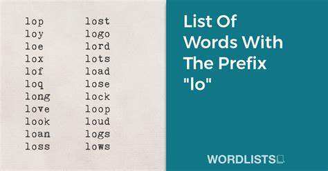 List Of Words With The Prefix "lo"