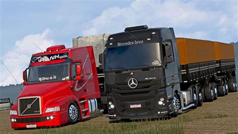 BORA ACELERAR O ACTROS NO RODO-TREM E O VOLVO NH 12 NO 3X3 - ETS 2 MODS ...