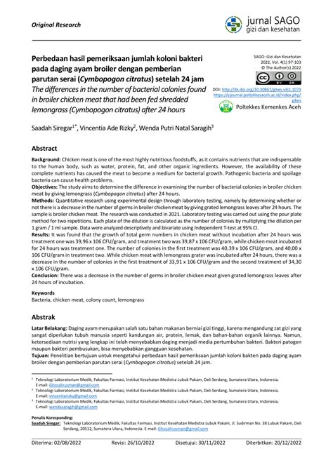 (PDF) Perbedaan hasil pemeriksaan jumlah koloni bakteri pada daging ayam broiler dengan ...