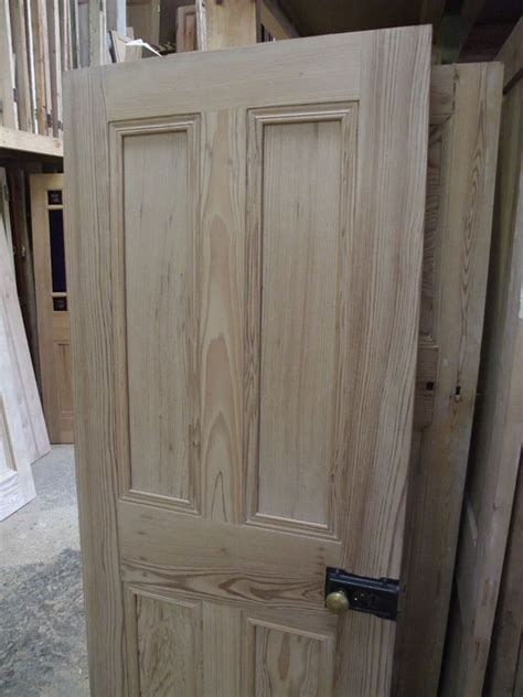 Solid 4 Panel Interior Pitch Pine Door - Stained Glass Doors Company