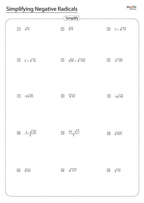 Worksheet On Simplifying Radicals