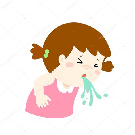 Sick girl vomiting cartoon vector. — Stock Vector © Onontour #154228880