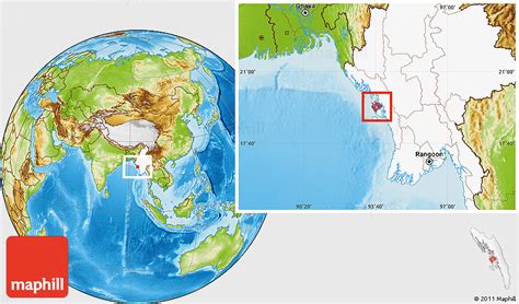 Physical Location Map of Kyaukpyu, highlighted country