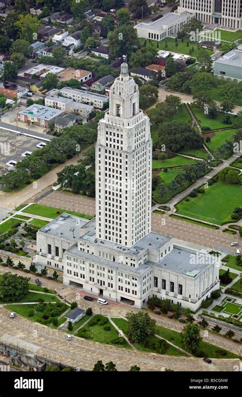 aerial view above Louisiana State capitol building Baton Rouge Stock Photo, Royalty Free Image ...