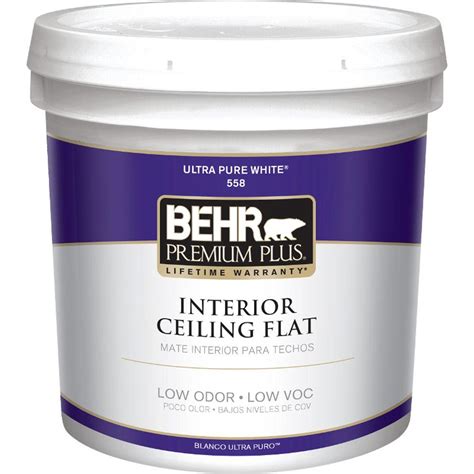 BEHR Premium Plus 2 gal. White Flat Ceiling Interior Paint-55802 - The ...