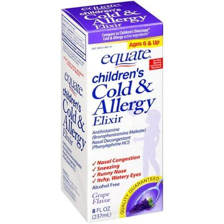 Equate: Grape Flavor Children's Cold & Allergy Elixir Antihistamine, 8 ...