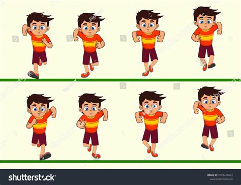 Kid Cartoon Character Front Run Cycle Stock Vector (Royalty Free) 2028418622 | Shutterstock