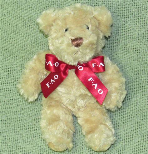 FAO SCHWARZ TEDDY BEAR Toys R Us 8" Tush Button Plush Stuffed RED ...