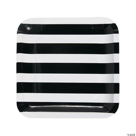 Black & White Striped Paper Dinner Plates - 25 Ct. | Oriental Trading