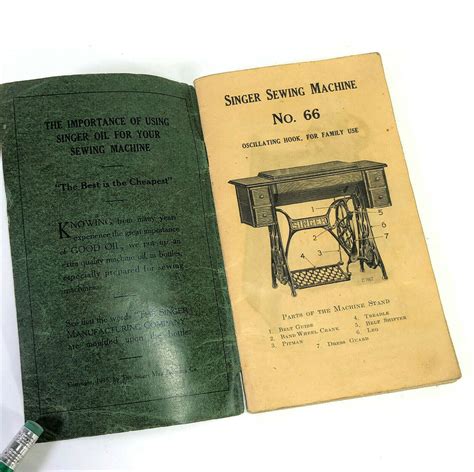 Singer 66-1 Red Eye Treadle Sewing Machine Instruction Manual Vintage Original 1915 | The Old ...