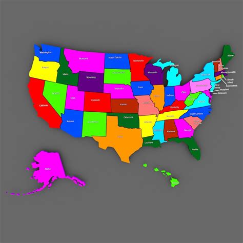 3D United States Political Map - TurboSquid 2073798