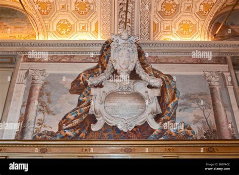 Ceiling painting with coat of arms of Pope Urban VIII, Europa ...