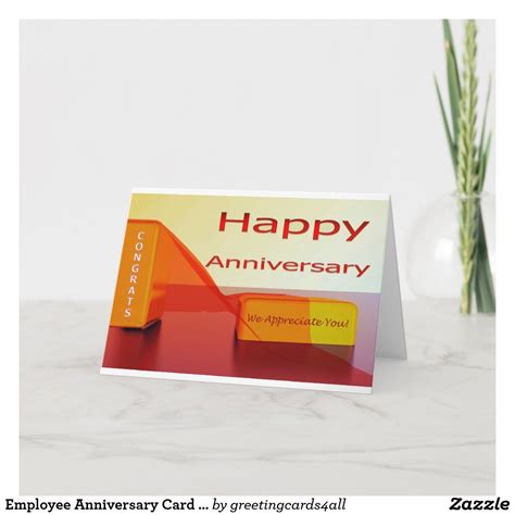 Employee Anniversary Card Bright and Cheerful | Zazzle | Anniversary cards, Employee anniversary ...