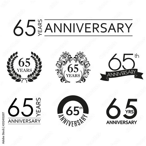 Vetor de 65 years anniversary icon set. 65th anniversary celebration ...