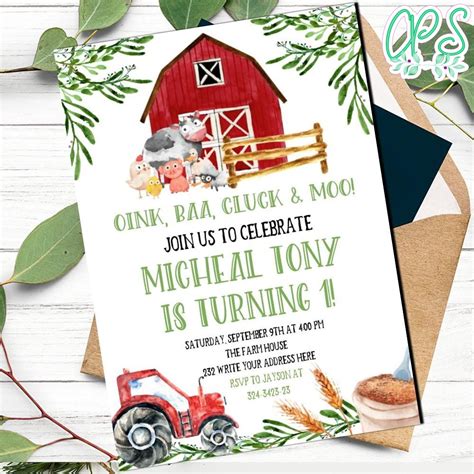 Cluck Oink Baa Moo Invitation Template to Print at Home DIY | CustomPartyShirts