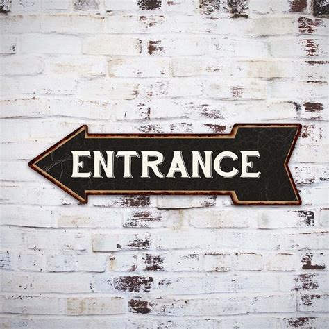 Entrance Sign, Entrance Left Arrow Sign, Vintage Looking Plaque, Restaurant Diner Decor, Shop ...