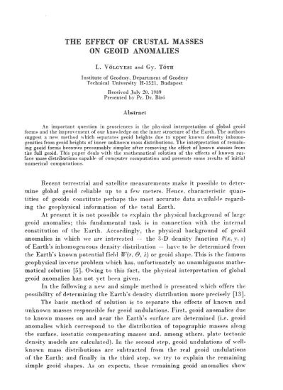 THE EFFECT OF CRUSTAL MASSES ON GEOID ANOMALIES