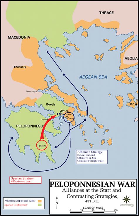 Map of the Peloponnesian War, Beginning (Illustration) - World History Encyclopedia