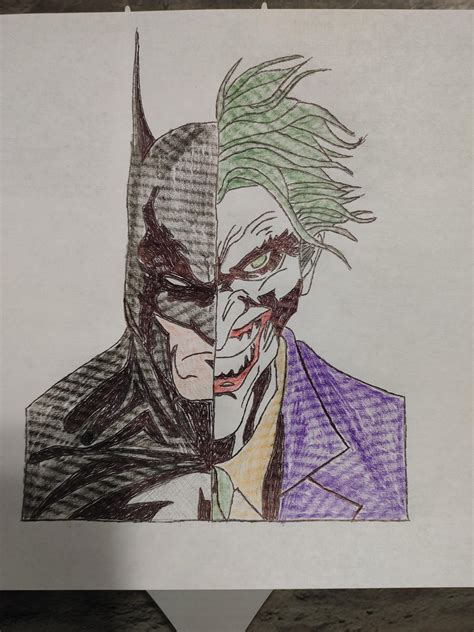 A drawing of Batman and Joker that I traced and colored : r/batman