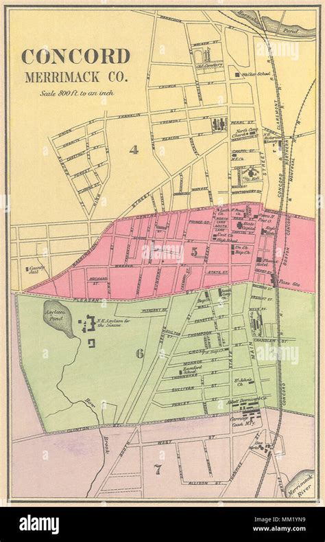 Map of Concord. 1877 Stock Photo - Alamy