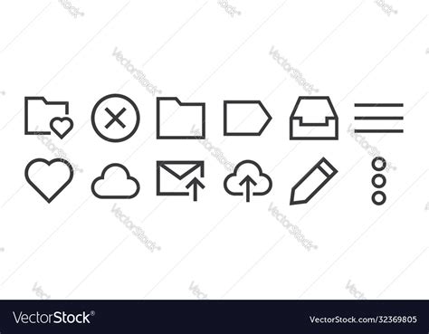 12 set linear email icons thin outline icons Vector Image