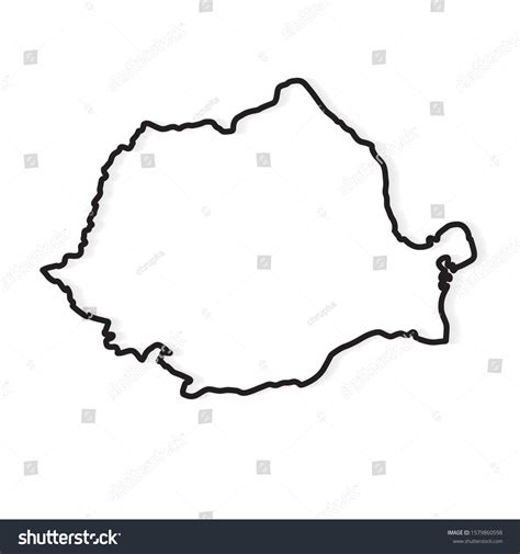 Black Outline Romania Map Vector Illustration Stock Vector (Royalty ...