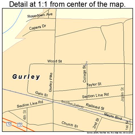 Gurley Alabama Street Map 0132440